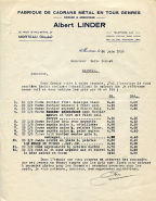 Papier à en-tête de la fabrique de cadrans Albert Linder, 30 juin 1939. © Région Bourgogne-Franche-Comté, Inventaire du patrimoine