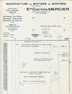 Papier à en-tête de la Manufacture de Boîtiers de Montres des Ets Camille Mercier, 10 mars 1952. © Région Bourgogne-Franche-Comté, Inventaire du patrimoine