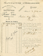 Papier à en-tête de la fabrique d'horlogerie Henri Vuez, 29 juillet 1914. © Région Bourgogne-Franche-Comté, Inventaire du patrimoine