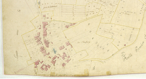 Plan du village extrait du plan cadastral ,1819. © Région Bourgogne-Franche-Comté, Inventaire du patrimoine