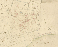 Plan du village extrait du plan cadastral , 1825. © Région Bourgogne-Franche-Comté, Inventaire du patrimoine