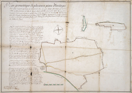 Plan géométrique de plusieurs pièces d'héritage, 1761. © Région Bourgogne-Franche-Comté, Inventaire du patrimoine
