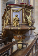 Chaire, détail de la cuve, les Évangélistes saint Marc et saint Luc. © Région Bourgogne-Franche-Comté, Inventaire du patrimoine