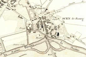 Plan de Scey-sur-Saône. In : Dieu, Hyppolite. Atlas cantonal de la Haute-Saône, 1858. © Région Bourgogne-Franche-Comté, Inventaire du patrimoine
