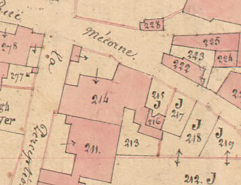 Extrait de l'Atlas parcellaire (1836) du cadastre de la commune de Scey-sur-Saône-et-Saint-Albin. © Région Bourgogne-Franche-Comté, Inventaire du patrimoine
