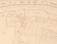 Extrait de l'Atlas parcellaire (1836) du cadastre de la commune de Scey-sur-Saône-et-Saint-Albin. © Région Bourgogne-Franche-Comté, Inventaire du patrimoine