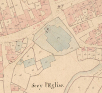 Extrait de l'Atlas parcellaire (1836) du cadastre de la commune de Scey-sur-Saône-et-Saint-Albin. © Région Bourgogne-Franche-Comté, Inventaire du patrimoine