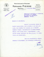 Papier à en-tête de la Manufacture de Montres Fernand Pierre, Bordes et Wetzel successeurs, 13 juin 1956. © Région Bourgogne-Franche-Comté, Inventaire du patrimoine