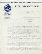 Papier à en-tête de la société La Montre, 14 novembre 1951. © Région Bourgogne-Franche-Comté, Inventaire du patrimoine
