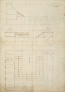 Duret. Détails de la maison commune de Scey-sur-Saône. Coupe. Plan général du premier étage. [1831]. © Région Bourgogne-Franche-Comté, Inventaire du patrimoine