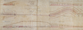 Plans et profils de la dérivation souterraine de Saint-Albin, 1843 : vue d'ensemble. © Région Bourgogne-Franche-Comté, Inventaire du patrimoine