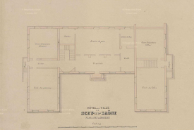 Hôtel de Ville de Scey-sur-Saône. Plan du rez-de-chaussée. [1888]. © Archives départementales de la Haute-Saône