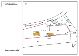 Plan-masse et de situation. Extrait du plan cadastral, 2019. © Région Bourgogne-Franche-Comté, Inventaire du patrimoine