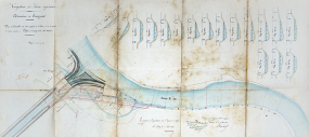 Dérivation de Savoyeux - Plan d'ensemble des divers projets de l'écluse (1844). © Région Bourgogne-Franche-Comté, Inventaire du patrimoine