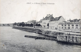 Gray. - L'écluse et quai Villeneuve, carte postale. © Région Bourgogne-Franche-Comté, Inventaire du patrimoine