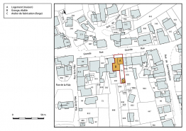 Plan-masse et de situation. Extrait du plan cadastral, 2018, section D. © Région Bourgogne-Franche-Comté, Inventaire du patrimoine