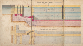 Construction de la dérivation de Port-sur-Saône - Ecluse à sas (1876) : élévation de la partie amont. © Région Bourgogne-Franche-Comté, Inventaire du patrimoine