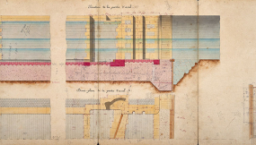 Construction de la dérivation de Port-sur-Saône - Ecluse à sas (1876) : élévation de la partie aval. © Région Bourgogne-Franche-Comté, Inventaire du patrimoine