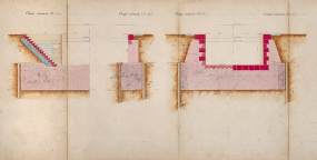 Construction de la dérivation de Port-sur-Saône - Ecluse à sas (1876) : vues en coupe (1). © Région Bourgogne-Franche-Comté, Inventaire du patrimoine