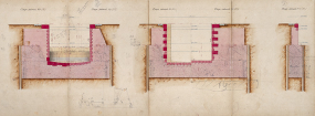 Construction de la dérivation de Port-sur-Saône - Ecluse à sas (1876) vues en coupe (3). © Région Bourgogne-Franche-Comté, Inventaire du patrimoine