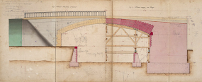Amélioration du cours de la Saône entre Port-sur-Saône, construction de la dérivation de Port-sur-Saône - pont sur la dérivation (1876) : demi-coupe. © Région Bourgogne-Franche-Comté, Inventaire du patrimoine