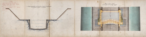 Construction du barrage mobile et de la seconde porte de garde de St-Albin - Seconde porte, élévation, coupes et plans (1876) © Région Bourgogne-Franche-Comté, Inventaire du patrimoine