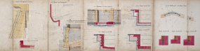 Construction du barrage mobile et de la seconde porte de garde de St-Albin - Seconde porte, élévation, coupes et plans (1876). © Région Bourgogne-Franche-Comté, Inventaire du patrimoine
