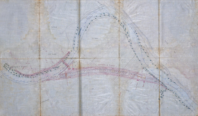 Bief de Chantes. Construction d'une dérivation éclusée, d'un barrage mobile et d'un chemin de halage - Plan général de la dérivation (1878). © Région Bourgogne-Franche-Comté, Inventaire du patrimoine