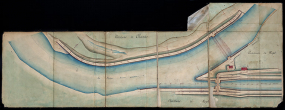 Bief de Chantes - Plan des abords de la porte de garde et du barrage (1878). © Région Bourgogne-Franche-Comté, Inventaire du patrimoine