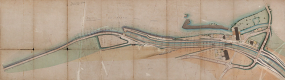 Dérivation de Soing - Plan des abords de la porte de garde et du pont sous le chemin de Morey à Soing (1878). © Région Bourgogne-Franche-Comté, Inventaire du patrimoine