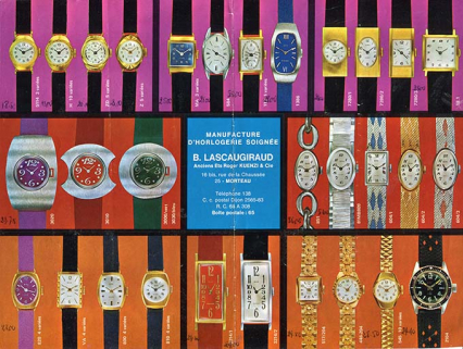 Morteau (25) : extrait du dépliant de la "Manufacture d'Horlogerie soignée B. Lascaugiraud", 3e quart 20e siècle © Région Bourgogne-Franche-Comté, Inventaire du patrimoine, 2018