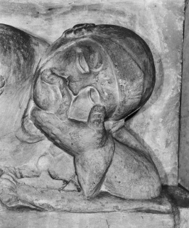 Détail de la tête du soldat. © Région Bourgogne-Franche-Comté, Inventaire du patrimoine