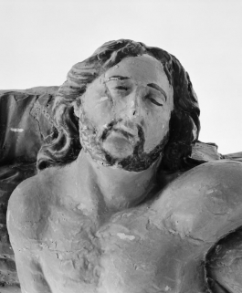 Détail de la tête du Christ. © Région Bourgogne-Franche-Comté, Inventaire du patrimoine