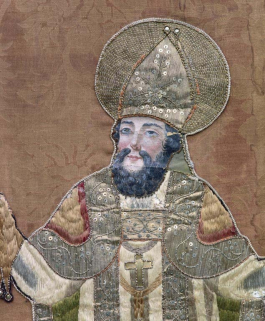 Détail de la tête du saint. © Région Bourgogne-Franche-Comté, Inventaire du patrimoine