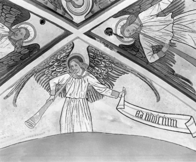 Choeur, 1ère travée, voûte: ange sonnant de la trompette © Région Bourgogne-Franche-Comté, Inventaire du patrimoine