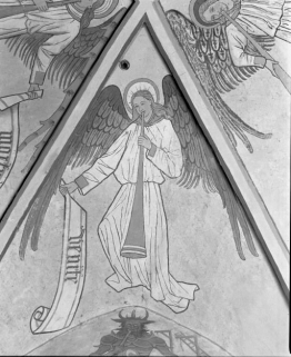 Choeur, 1ère travée, voûte: ange sonnant de la trompette © Région Bourgogne-Franche-Comté, Inventaire du patrimoine