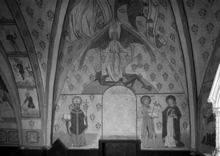 Choeur, 2è travée, mur gauche: pèsement des âmes et saints © Région Bourgogne-Franche-Comté, Inventaire du patrimoine