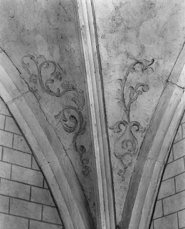 Voûte du choeur : décor peint (angle postérieur gauche). © Région Bourgogne-Franche-Comté, Inventaire du patrimoine