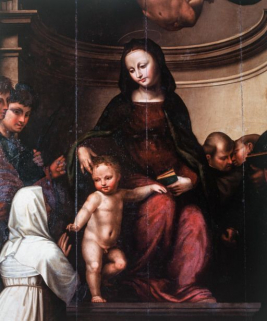 Détail de la partie centrale : Vierge à l'Enfant. © Région Bourgogne-Franche-Comté, Inventaire du patrimoine