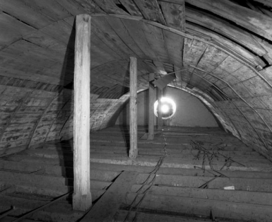 Comble de la nef, vue prise depuis le clocher. © Région Bourgogne-Franche-Comté, Inventaire du patrimoine