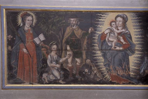 Détail : Vierge à l'Enfant, sainte Reine et saint Roch. © Région Bourgogne-Franche-Comté, Inventaire du patrimoine