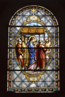 Troisième travée du bas-côté gauche, baie 5 : Saint Louis rapportant la couronne d'épines. © Région Bourgogne-Franche-Comté, Inventaire du patrimoine