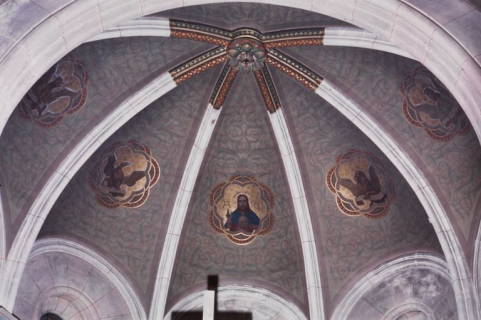 Chapelle, voûtes du choeur, le Christ et les Quatre Evangélistes. © Région Bourgogne-Franche-Comté, Inventaire du patrimoine