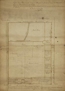 Hôtel-Dieu : copie d'un plan visuel de "vue et montrée des limites et circuit de l'hôpital". © Région Bourgogne-Franche-Comté, Inventaire du patrimoine