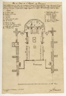 Hôtel-Dieu : plan du choeur de l'hôpital par Chaussard. © Région Bourgogne-Franche-Comté, Inventaire du patrimoine