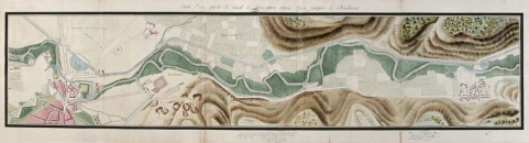 "Plan d'une partie du canal de Bourgogne depuis Dijon jusques à Plombières". (Plan aquarellé, 1840, Archives départementales de la Côte-d'Or, Dijon) © Région Bourgogne-Franche-Comté, Inventaire du patrimoine "Plan d'une partie du canal de Bourgogne depuis Dijon jusques à Plombières". (Plan aquarellé, 1840, Archives départementales de la Côte-d'Or, Dijon) © Région Bourgogne-Franche-Comté, Inventaire du patrimoine