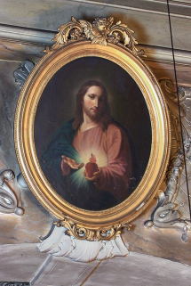 Chapelle : tableau représentant le Sacré-Coeur, ornant l'arcade du choeur. © Région Bourgogne-Franche-Comté, Inventaire du patrimoine