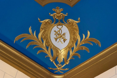 Chapelle : détail du décor du plafond. © Région Bourgogne-Franche-Comté, Inventaire du patrimoine