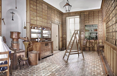 Pharmacie : laboratoire. © Région Bourgogne-Franche-Comté, Inventaire du patrimoine