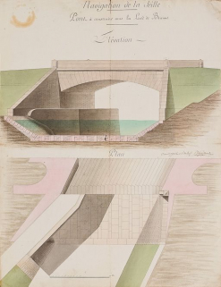 Pont à construire sous la levée de Brienne. Elévation. (Archives VNF-direction territoriale Centre-Bourgogne ; subdivision de Montceau-les-Mines) © Région Bourgogne-Franche-Comté, Inventaire du patrimoine